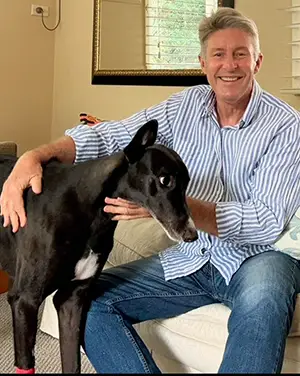 Andrew Dummett and his dog Sunny